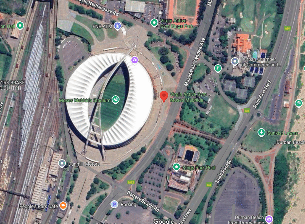 google map image of Virgin Active Moses Mabhida, Durban inside the stadium