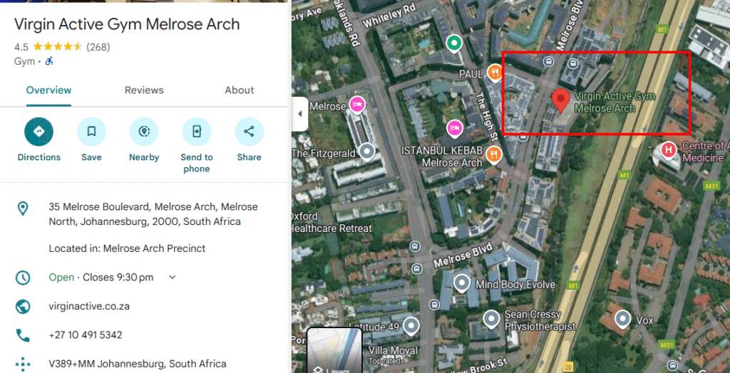 virgin active melrose arch branch